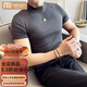 莫代爾男士夏季短袖T恤休閑緊身潮流修身半高領(lǐng)打底衫韓版彈力中領(lǐng)半袖 深灰色 L (105-120斤)