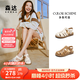 森達(dá)羅馬涼鞋女2025夏新商場(chǎng)同款復(fù)古休閑平底豬籠鞋4DS30BL5 米色 39