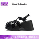 COUP DE FOUDRECDF女鞋2025夏季新款時(shí)尚厚底小個(gè)子增高豬籠鞋坡跟撞色外穿涼鞋 黑色 37