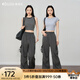 Olrain歐芮兒灰色美式休閑工裝褲女夏季2025新款復(fù)古運(yùn)動(dòng)高腰長(zhǎng)褲 灰色 M 160/68A/M