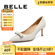 百麗（Belle）蝴蝶結(jié)細高跟單鞋女商場同尖頭單鞋3Y6G2CQ4 米色 37 (235mm)
