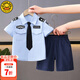 G.DUCKKIDS小黃鴨男童套裝春秋季新款兒童警官警察衣服男寶寶演出服裝三件套 短袖襯衣+褲子兩件套 110 尺碼4~5歲【100-110cm】cm