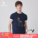 哈吉斯（HAZZYS）男裝 夏款上衣男大狗圖案圓領(lǐng)短袖T恤男ASTZE0BBE62 藏青色NV XL (180/100A 50)