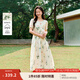 茵曼甜美植物碎花純棉連衣裙2025夏季女裝新品溫柔度假寬松長(cháng)裙子 杏色 XL