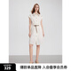 ELLE法式撞色襯衫式連衣裙女2025夏季新款編織腰帶優(yōu)雅顯瘦短裙子 米白 M