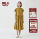 無印良品 MUJI IDEE 女式 平紋 無袖連衣裙 女裝裙子夏季 GAD13C4S 卡其色 M (155/80A)
