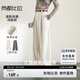 尚都比拉高腰顯瘦休閑褲女春秋氣質(zhì)高級(jí)感長(zhǎng)褲子寬松闊腿褲 杏白色 L 