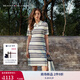 TOMMY HILFIGER25新款夏季女優(yōu)雅老錢風(fēng)亞洲版V字POLO顯瘦針織連衣裙47325 白藍(lán)條紋0BI M