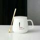 慕柯藝術(shù)感杯子咖啡杯辦公特別好看的帶蓋杯子絕美咖啡杯食品級陶瓷杯 白色-【杯蓋勺】