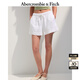 ABERCROMBIE & FITCH女裝25夏季新款清涼夏日舒適亞麻混紡松緊腰休閑短褲KI149-5187 白色 L (165/84A)