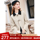 百圖betu女裝冬新款毛呢外套撞色翻領(lǐng)羊毛雙面呢大衣女2310T15 淺杏 M