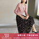 顏域黑色碎花半身裙女秋裝2024新款通勤百搭寬松大擺顯瘦a字長(zhǎng)裙 粉花（加厚） XL/42