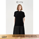 EIN言輕禮服中式立領(lǐng)流光喬絨落肩袖撞料拼接連衣裙2025夏新款 石墨黑 L