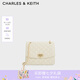 CHARLES&KEITH大容量粗花呢菱格馬蹄扣鏈條單肩包包女包七夕禮物CK2-70782173 Cream奶白色 M