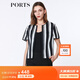 PORTS寶姿 春夏新品女裝圓領(lǐng)短袖袖條紋針織外套LA8J066FFT004 黑色條紋 S (4)