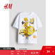 H&M【迪士尼系列】童裝男童T恤25秋季棉質(zhì)米奇寬松印花短袖1117472 白色/小黃人 150 76