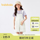 巴拉巴拉女童褲子兒童牛仔褲夏款中大童時(shí)尚短褲甜美背帶褲潮208224110006