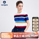 Navigare意大利小帆船女時(shí)尚撞色條紋圓領(lǐng)短袖針織開(kāi)衫2324595511 藍 M 