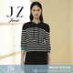 玖姿（JUZUI）商場(chǎng)同款條紋休閑針織衫女春款時(shí)尚上衣JWCC31107 條黑 M