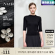 AMII開(kāi)學(xué)季換新裝2025春季新款基礎百搭半高領(lǐng)中袖毛針織衫女花朵扣裝 黑色 2XL (175)