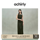 歐時(shí)力OCHIRLY 亞麻收褶小黑裙無袖連衣裙禮服女2025年夏季新款 軍綠 M