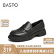 百思圖24秋簡(jiǎn)約學(xué)院樂(lè )福鞋粗跟女單鞋UFF01CA4 黑色 38