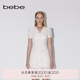 bebe【經(jīng)典延續(xù)】夏季新款女士氣質(zhì)蕾絲V領(lǐng)紐扣連衣裙250020 本白 XS