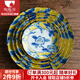 陶趣居 日本進口 陶瓷富貴黃彩日式陶瓷碗米飯碗湯碗沙拉碗日式面碗日式 小號波浪邊深盤5.4英寸
