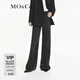 MO&Co.牛仔褲天絲棉混紡洗磨做舊黑中低腰及地直筒闊腿摩安珂 牛仔黑色 M 27