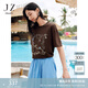 玖姿·安娜蔻【瞬涼】休閑簡(jiǎn)約海洋印花冰感棉短袖T恤女2025夏新款 咖啡 M