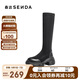 森達(dá)彈力靴女顯瘦厚底增高長筒靴ZTE30DG4 黑色 35