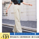 百圖betu女裝春季新款休閑褲高腰寬松多口袋闊腿工裝褲女2402T71 杏色 M