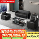kuoson 辦公沙發(fā)茶幾組合商務(wù)接待辦公室沙發(fā)皮藝1+1+3+大小茶幾套裝