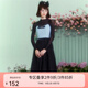糖力【商場(chǎng)同款】春秋新款粗花呢小香風(fēng)拼接吊帶連衣裙女中長(zhǎng)款 藍(lán)色 S