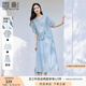 香影高級感套裝女夏季2025新款萊賽爾天絲半身裙藍色慵懶風(fēng)兩件套 藍色 M 160/84A/95-110斤