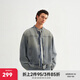 CHINISM CH赤塵水洗做舊機(jī)車牛仔夾克男士潮流高街休閑復(fù)古立領(lǐng)情侶外套 藍(lán)色 M