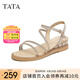 他她（TATA）絕美坡跟涼鞋女外穿一字帶時(shí)裝涼鞋夏季新款7UA03BL4 金色 37