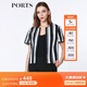 PORTS寶姿 春夏新品女裝圓領(lǐng)短袖袖條紋針織外套LA8J066FFT004 黑色條紋 S (4)