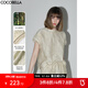 COCOBELLA[萊賽爾]對絲拼接壓褶肌理緞面T恤春通勤上衣TS0010-2 淡奶黃 M