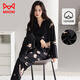 貓人純棉【25年新品】睡衣女春秋長(cháng)袖長(cháng)褲高級黑線(xiàn)條全棉家居服套裝