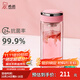 希諾（HEENOOR） 抗菌玻璃杯女士雙層水杯隔熱便攜簡(jiǎn)約透明家用帶濾網(wǎng)泡茶花茶杯 粉色270ml