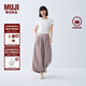 無(wú)印良品（MUJI） IDEE 女式平紋燈籠褲褲子女款夏季款女裝純棉 25年長(cháng)褲 GA54CC5S 煙熏粉色 L （165/72A）