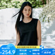 金三塔真絲背心100%桑蠶絲寬松透氣舒適打底衫可外穿上衣 黑色 XL