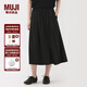 無(wú)印良品（MUJI）女式 萊賽爾混 輕便寬擺裙長(cháng)半身裙25年秋季 裙子女裝BE1XVC5A 黑色圖案 M (160/66A)