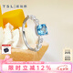 謝瑞麟（TSL）18K金鉆石方塊戒指冰藍甜心系列幾何托帕石指環(huán)女款64369七夕禮物 13號圈口