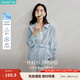 茵曼（INMAN）章若楠同款歐若風(fēng)天絲女裝長(cháng)袖襯衫套裝2025夏季新款藍襯衣 淺灰藍 M