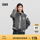 森馬（Semir）外套女刺繡拼接撞色寬松夾克2024冬季仿毛呢棒球服109724108004