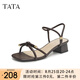 他她（TATA）一字帶高跟涼鞋女時尚通勤法式粗跟涼鞋2024夏新7ZO06BL4 啡色 37