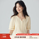 茵曼（INMAN）田園木耳邊短袖襯衫女2025夏季文藝?yán)C花時尚純棉舒適襯衣 杏色 L