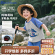 巴帝巴帝夏季嬰幼兒童純棉t恤短褲套裝男女童寶寶套裝 彩藍(lán) 樹葉鱷魚 110